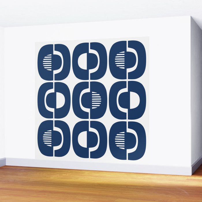 Retro Mid Century Modern Pattern 922 Navy Blue Wall Mural Gallery Image 2