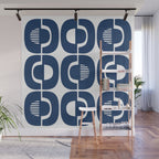 Retro Mid Century Modern Pattern 922 Navy Blue Wall Mural Gallery Image 1