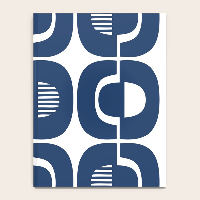 Retro Mid Century Modern Pattern 922 Navy Blue Notebook Gallery Image 4