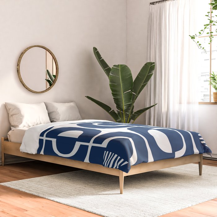 Retro Mid Century Modern Pattern 922 Navy Blue Comforter Gallery Image 2