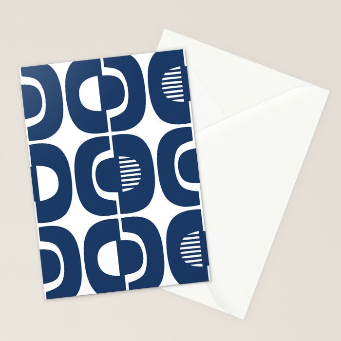 Retro Mid Century Modern Pattern 922 Navy Blue Stationery Card Gallery Image 2