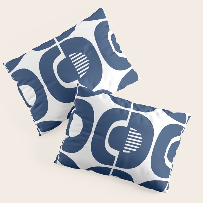 Retro Mid Century Modern Pattern 922 Navy Blue Pillow Sham Gallery Image 3