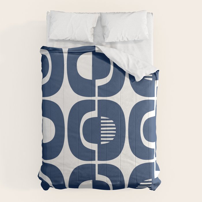 Retro Mid Century Modern Pattern 922 Navy Blue Comforter Gallery Image 1