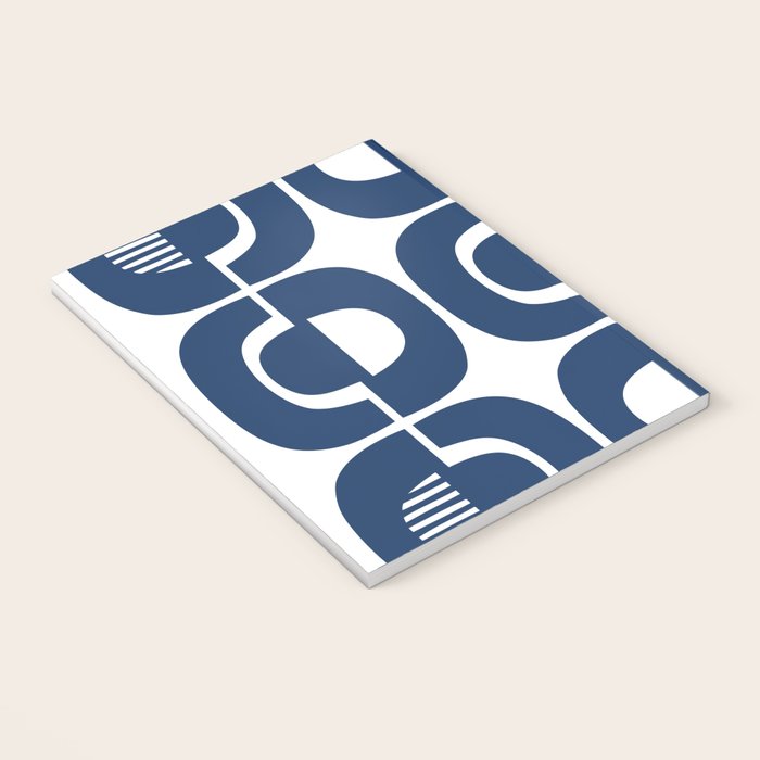 Retro Mid Century Modern Pattern 922 Navy Blue Notebook Gallery Image 3