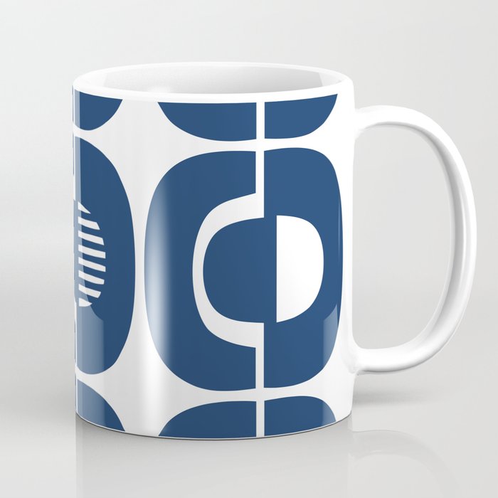 Retro Mid Century Modern Pattern 922 Navy Blue Coffee Mug Gallery Image 1