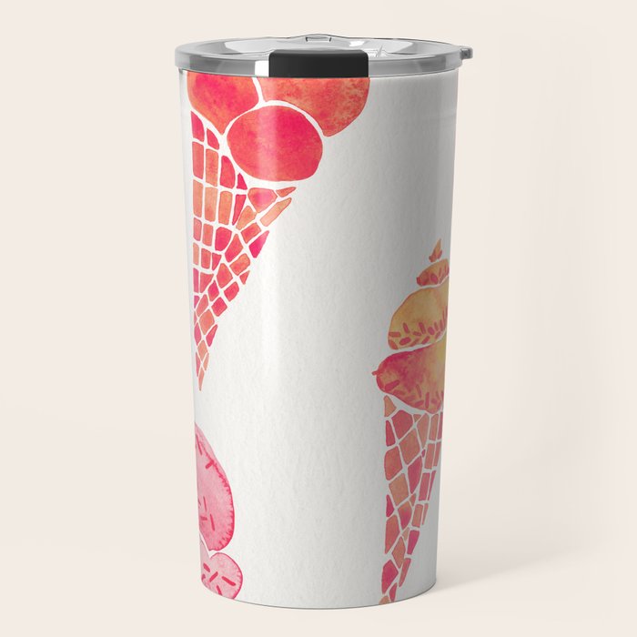 Ice Cream Cones - Pink & Peach Palette Travel Mug Gallery Image 1