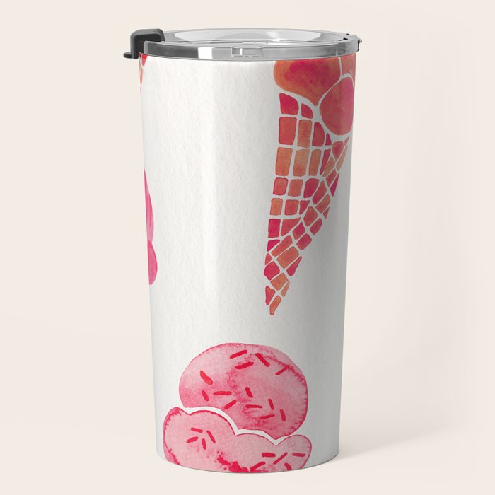 Ice Cream Cones - Pink & Peach Palette Travel Mug Gallery Image 3