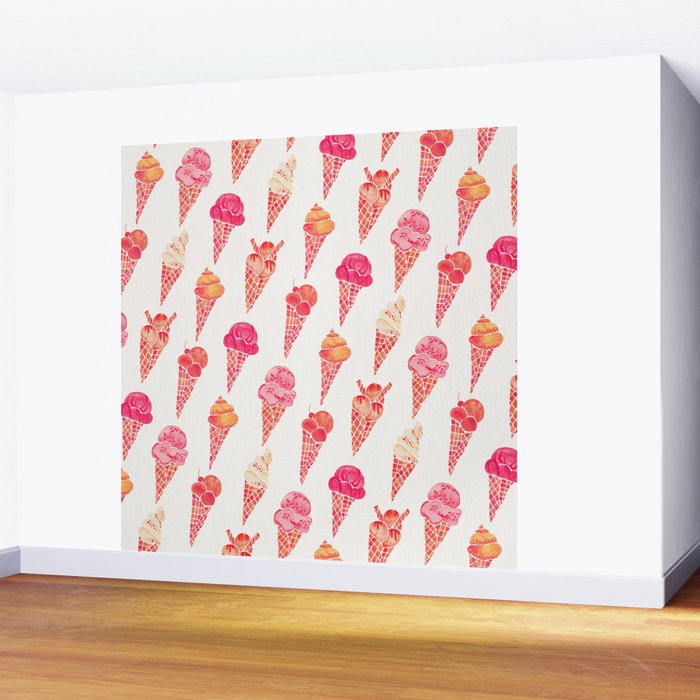 Ice Cream Cones - Pink & Peach Palette Wall Mural Gallery Image 2