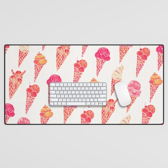 Ice Cream Cones - Pink & Peach Palette Desk Mat Gallery Image 1