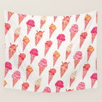 Ice Cream Cones - Pink & Peach Palette Wall Tapestry Gallery Image 4
