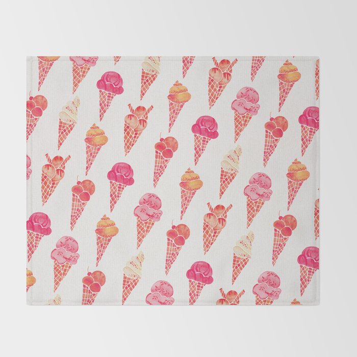 Ice Cream Cones - Pink & Peach Palette Throw Blanket Gallery Image 2