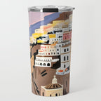 Amalfi Coast, Painting Nature Landscape Travel, Summer Romantic Scenic Pastel Colorful Places, Exotic Europe Mountains Hills Valley Beach Ocean Illustration Travel Mug Gallery Image 1