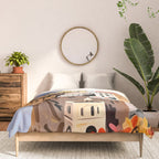 Amalfi Coast, Painting Nature Landscape Travel, Summer Romantic Scenic Pastel Colorful Places, Exotic Europe Mountains Hills Valley Beach Ocean Illustration Comforter Gallery Image 3