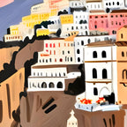 Amalfi Coast, Painting Nature Landscape Travel, Summer Romantic Scenic Pastel Colorful Places, Exotic Europe Mountains Hills Valley Beach Ocean Illustration Coffee Mug Gallery Image 2