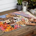 Amalfi Coast, Painting Nature Landscape Travel, Summer Romantic Scenic Pastel Colorful Places, Exotic Europe Mountains Hills Valley Beach Ocean Illustration Outdoor Rug Gallery Image 2