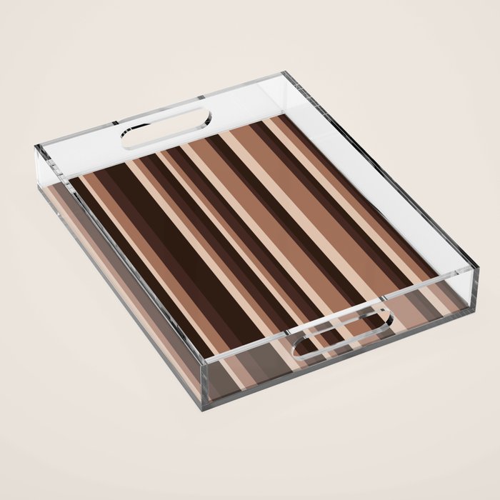 Classic Stripes XLIX - Mocha Coffee Acrylic Tray Gallery Image 1