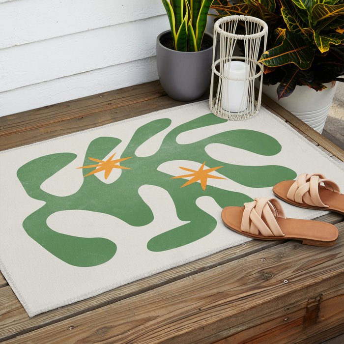 Fern Green Leaf: Matisse Series 01 | Mid-Century Edition Outdoor Rug Gallery Image 2