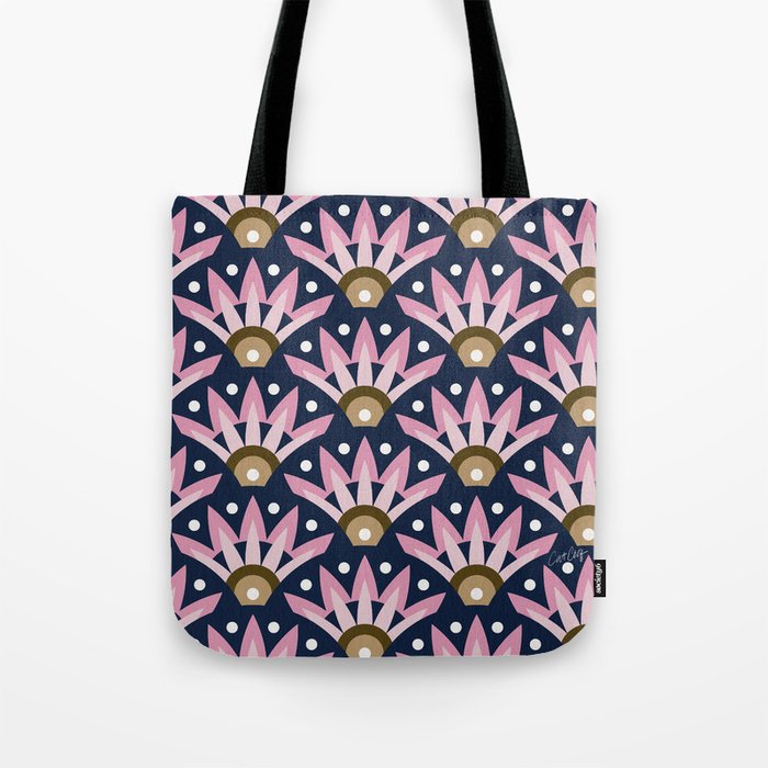 Sunshine Seigaiha Wave - Blush & Navy Tote Bag Gallery Image 1