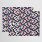 Sunshine Seigaiha Wave - Blush & Navy Placemat Gallery Image 1