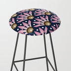 Sunshine Seigaiha Wave - Blush & Navy Stool Gallery Image 2