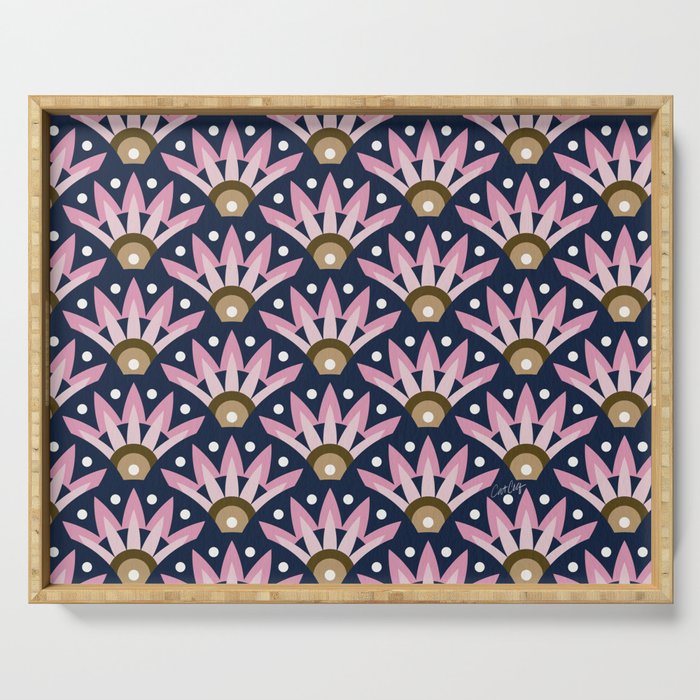 Sunshine Seigaiha Wave - Blush & Navy Serving Tray Gallery Image 1