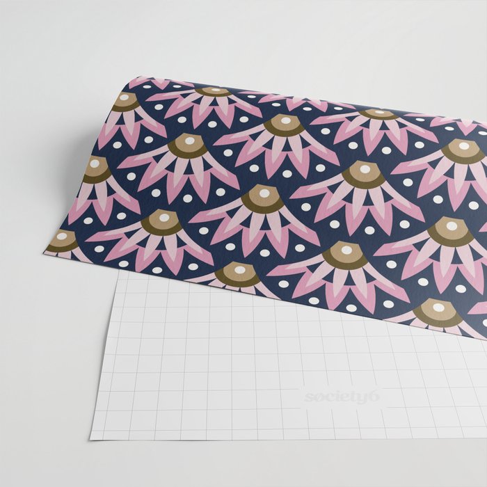 Sunshine Seigaiha Wave - Blush & Navy Wrapping Paper Gallery Image 2
