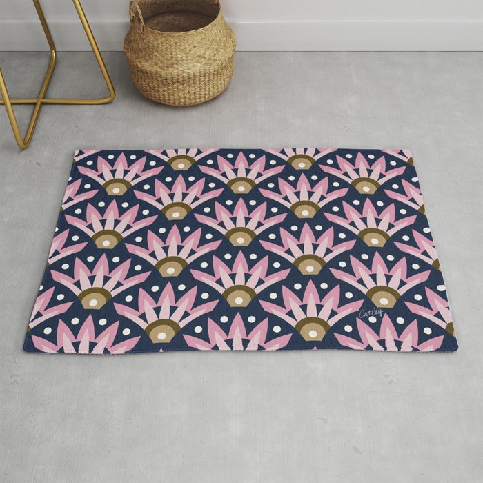 Sunshine Seigaiha Wave - Blush & Navy Rug Gallery Image 1
