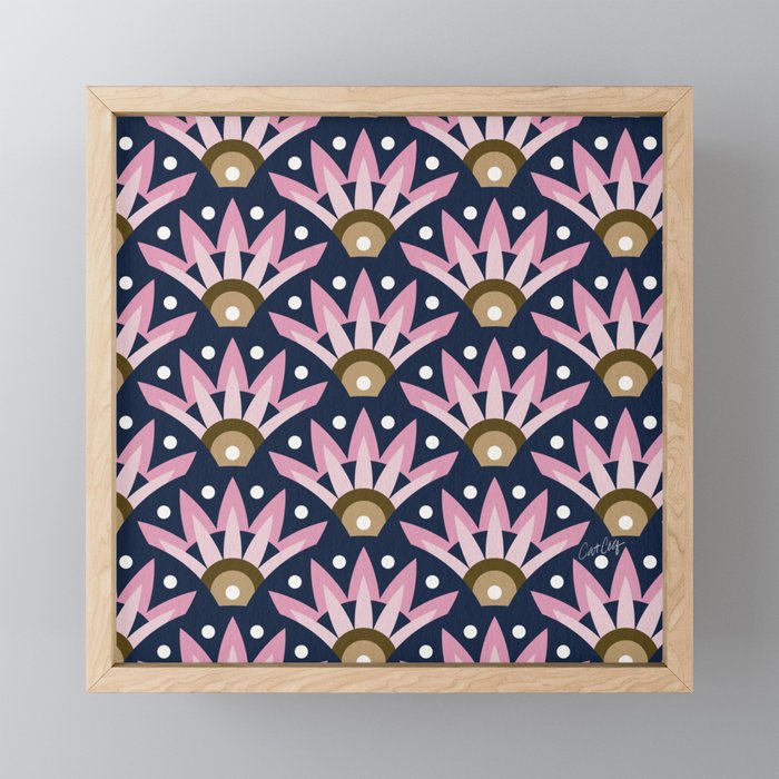 Sunshine Seigaiha Wave - Blush & Navy Mini Art Print Gallery Image 1