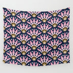 Sunshine Seigaiha Wave - Blush & Navy Wall Tapestry Gallery Image 4