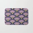 Sunshine Seigaiha Wave - Blush & Navy Bath Mat Gallery Image 1