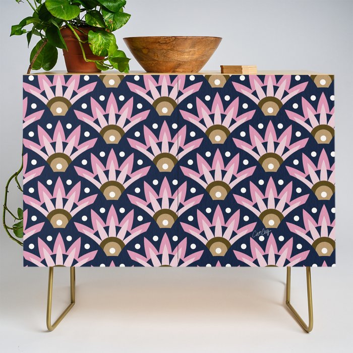Sunshine Seigaiha Wave - Blush & Navy Credenza Gallery Image 1