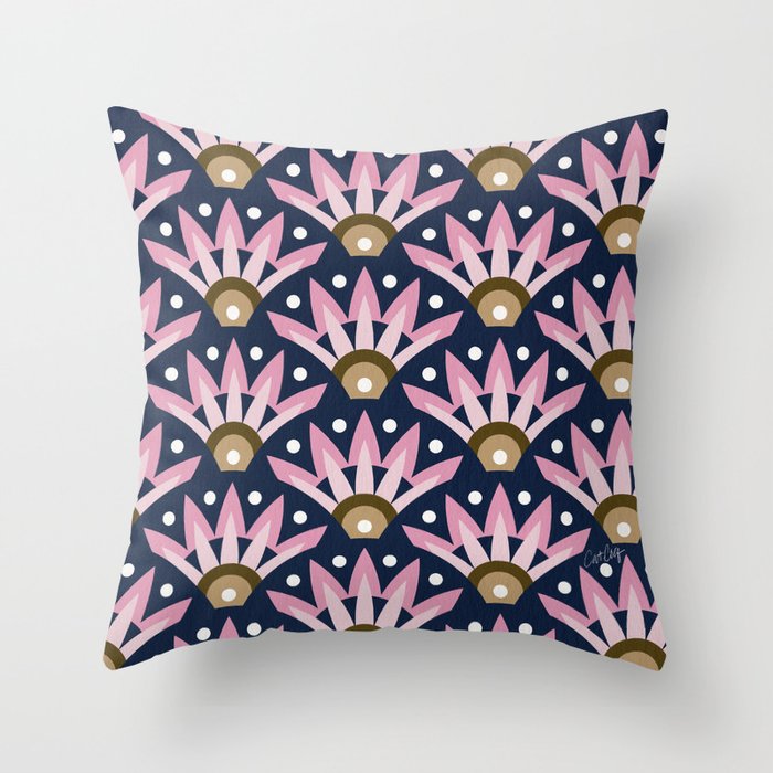 Sunshine Seigaiha Wave - Blush & Navy Throw Pillow Gallery Image 6