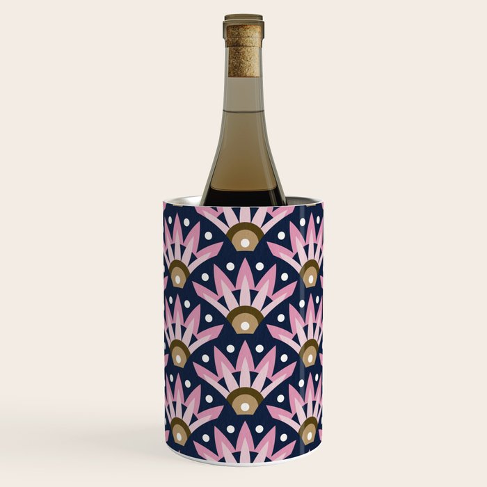 Sunshine Seigaiha Wave - Blush & Navy Wine Chiller Gallery Image 1