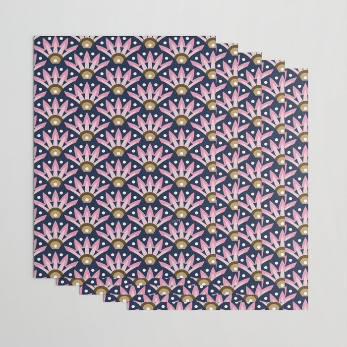 Sunshine Seigaiha Wave - Blush & Navy Wrapping Paper Gallery Image 3