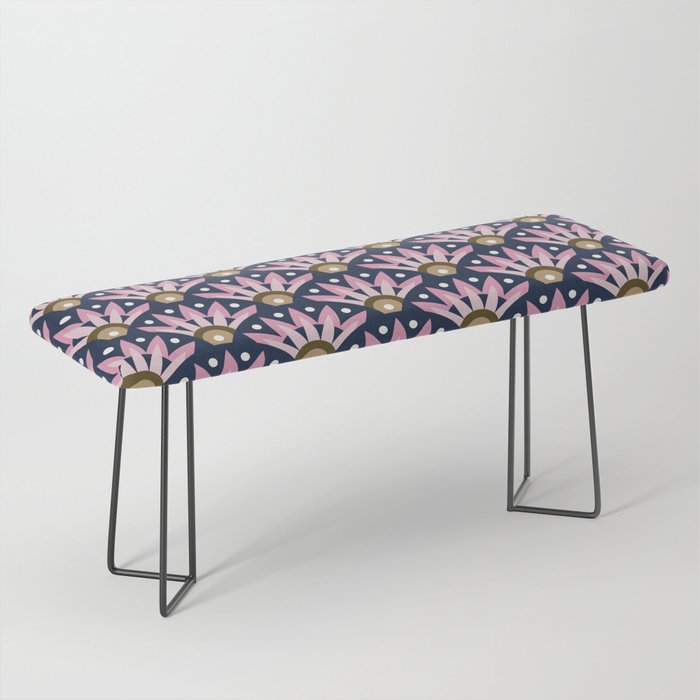 Sunshine Seigaiha Wave - Blush & Navy Bench Gallery Image 1