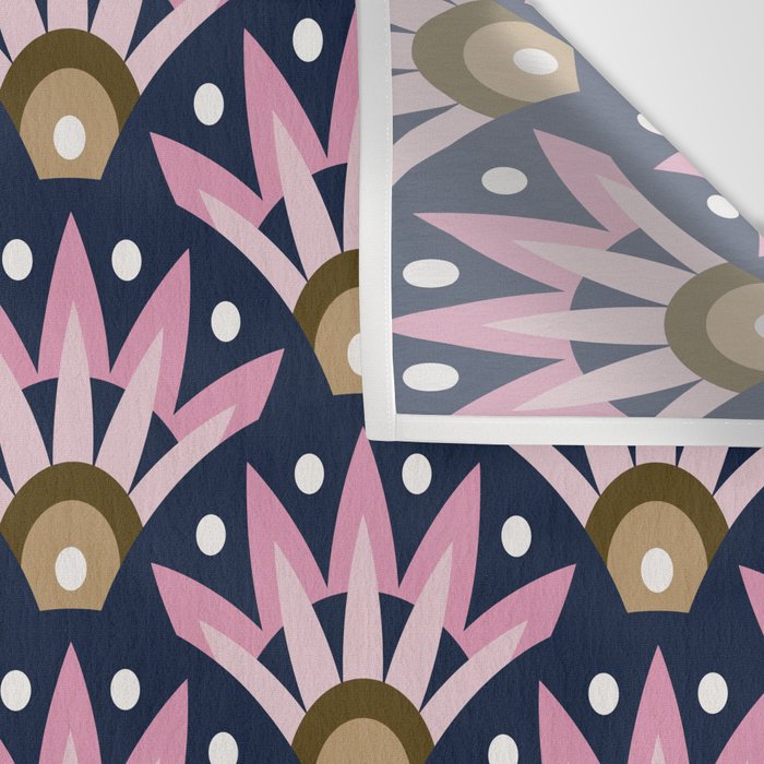 Sunshine Seigaiha Wave - Blush & Navy Wall Tapestry Gallery Image 3