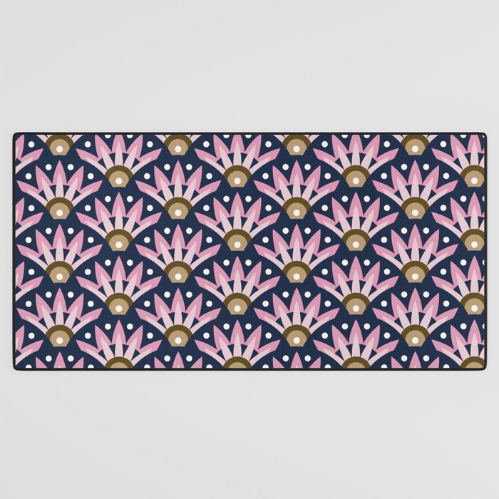 Sunshine Seigaiha Wave - Blush & Navy Desk Mat Gallery Image 3