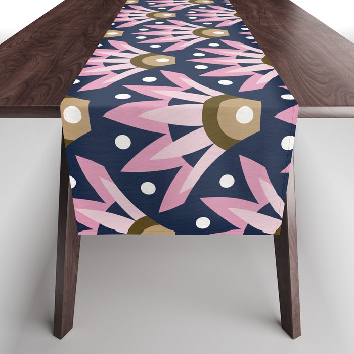 Sunshine Seigaiha Wave - Blush & Navy Table Runner Gallery Image 1