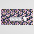 Sunshine Seigaiha Wave - Blush & Navy Desk Mat Gallery Image 1