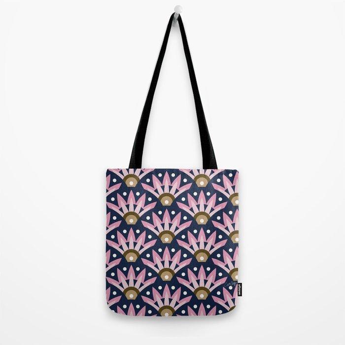Sunshine Seigaiha Wave - Blush & Navy Tote Bag Gallery Image 2