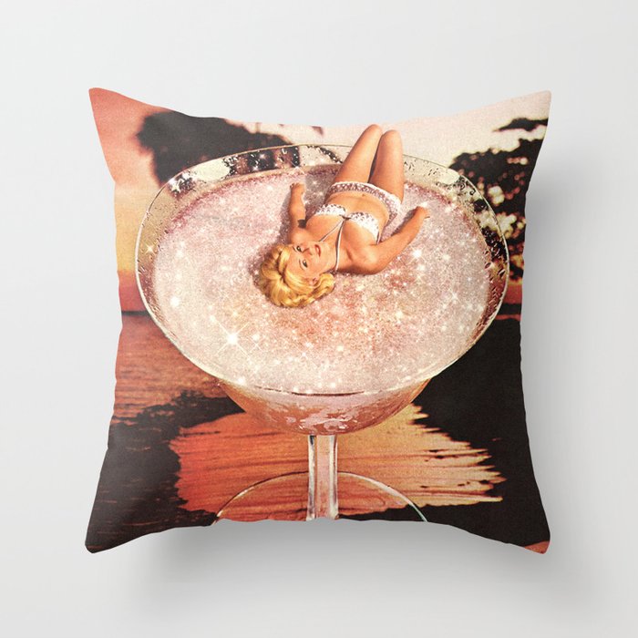 Glitter Pink Margarita Throw Pillow Gallery Image 1