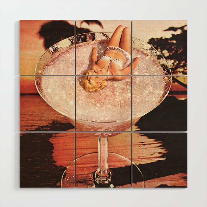 Glitter Pink Margarita Wood Wall Art Gallery Image 1