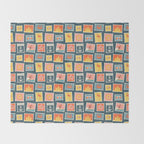 Vintage summer post stamp drawing pattern Throw Blanket Gallery Image 2
