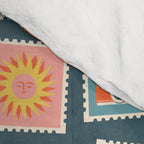 Vintage summer post stamp drawing pattern Comforter Gallery Image 4