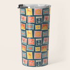 Vintage summer post stamp drawing pattern Travel Mug Gallery Image 3