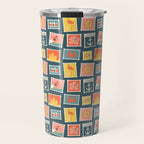 Vintage summer post stamp drawing pattern Travel Mug Gallery Image 1