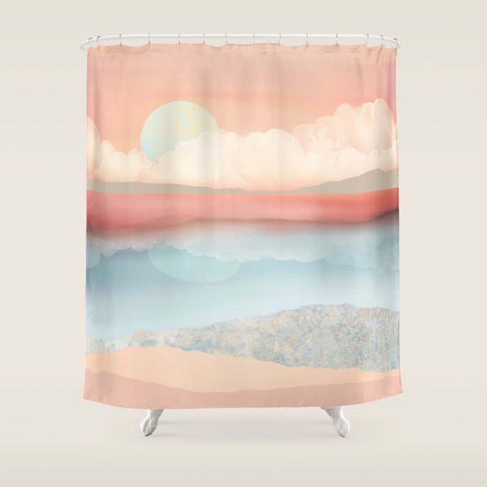 Mint Moon Beach Shower Curtain Gallery Image 1