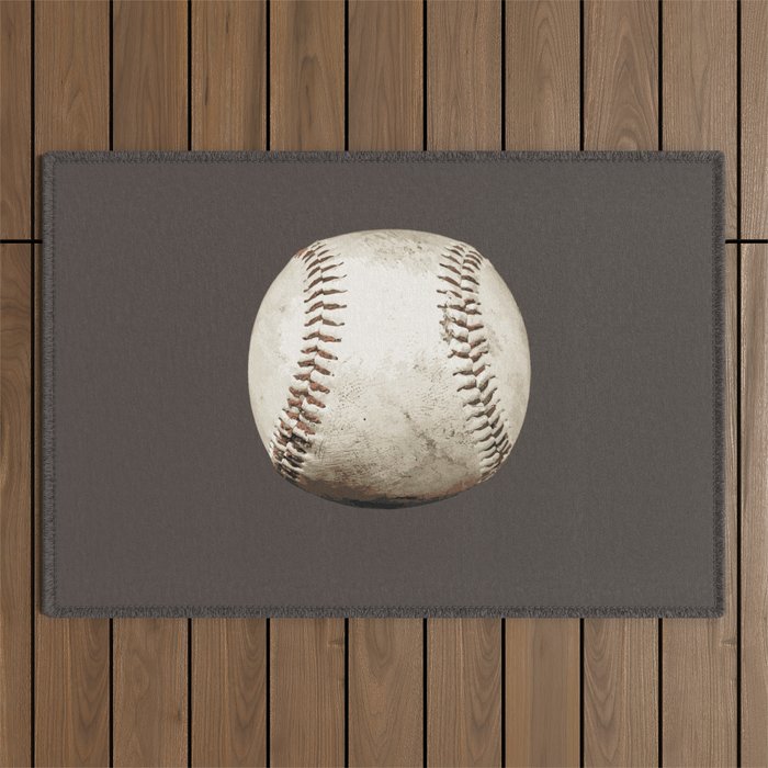 Big Baseball Illustration brown Outdoor Rug Gallery Image 1