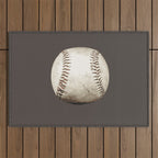 Big Baseball Illustration brown Outdoor Rug Gallery Image 1