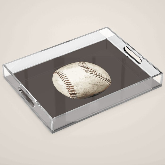 Big Baseball Illustration brown Acrylic Tray Gallery Image 1